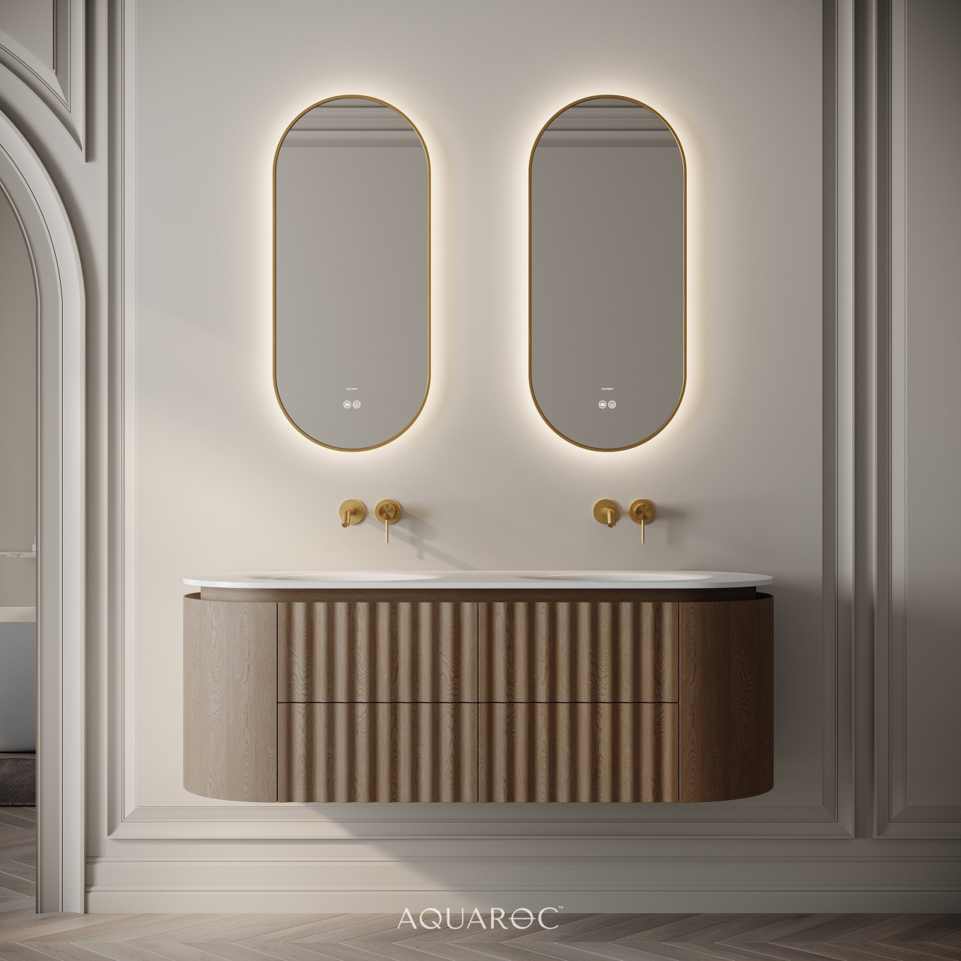 Belgravia II Double Vanity Unit & Stone Basin 1400mm Smoked Oak